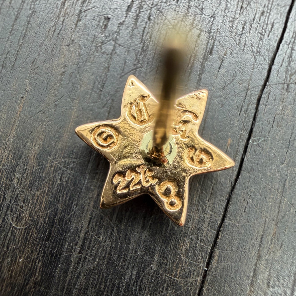 22k Gold Six Pointed Star Stud Earring