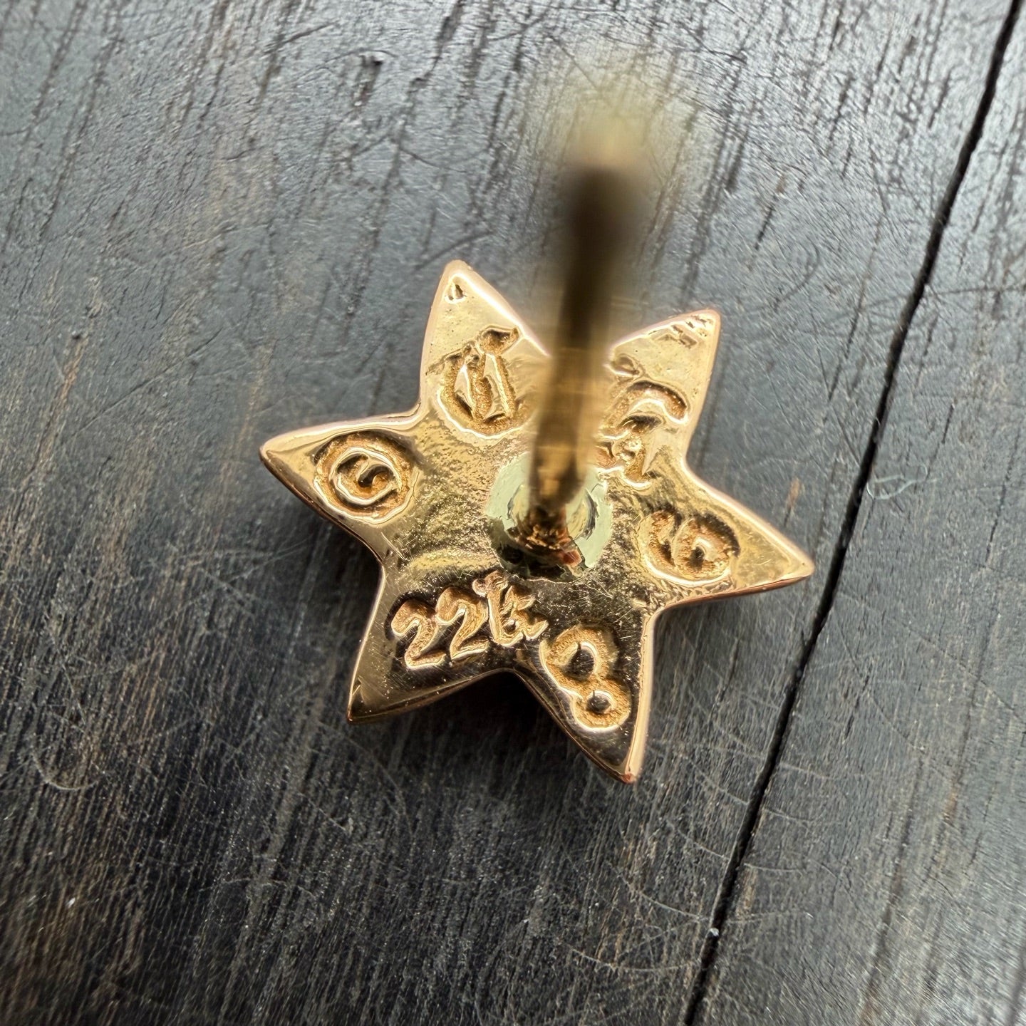 22k Gold Six Pointed Star Stud Earring