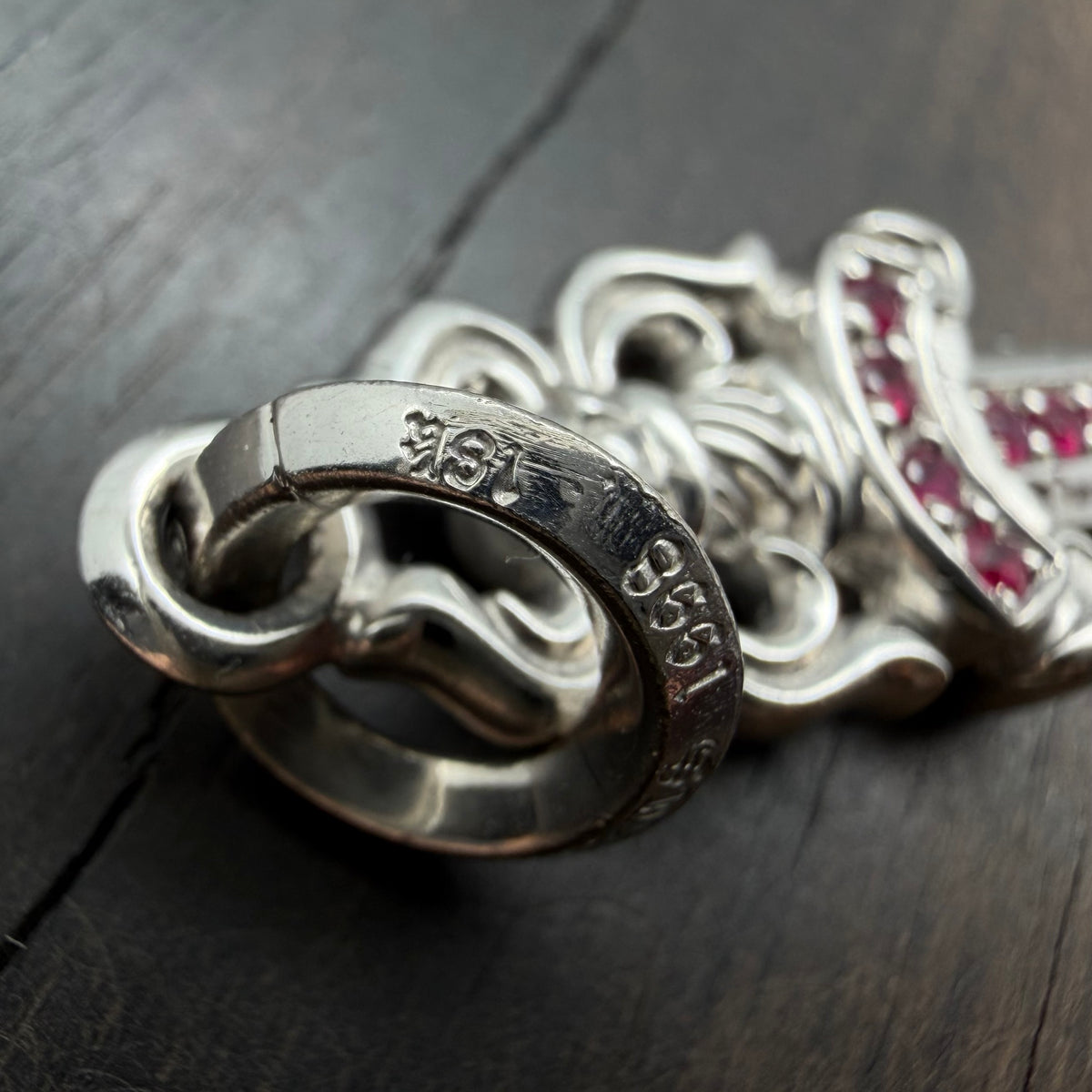 18K White Gold Pink Diamond Dagger Pendant