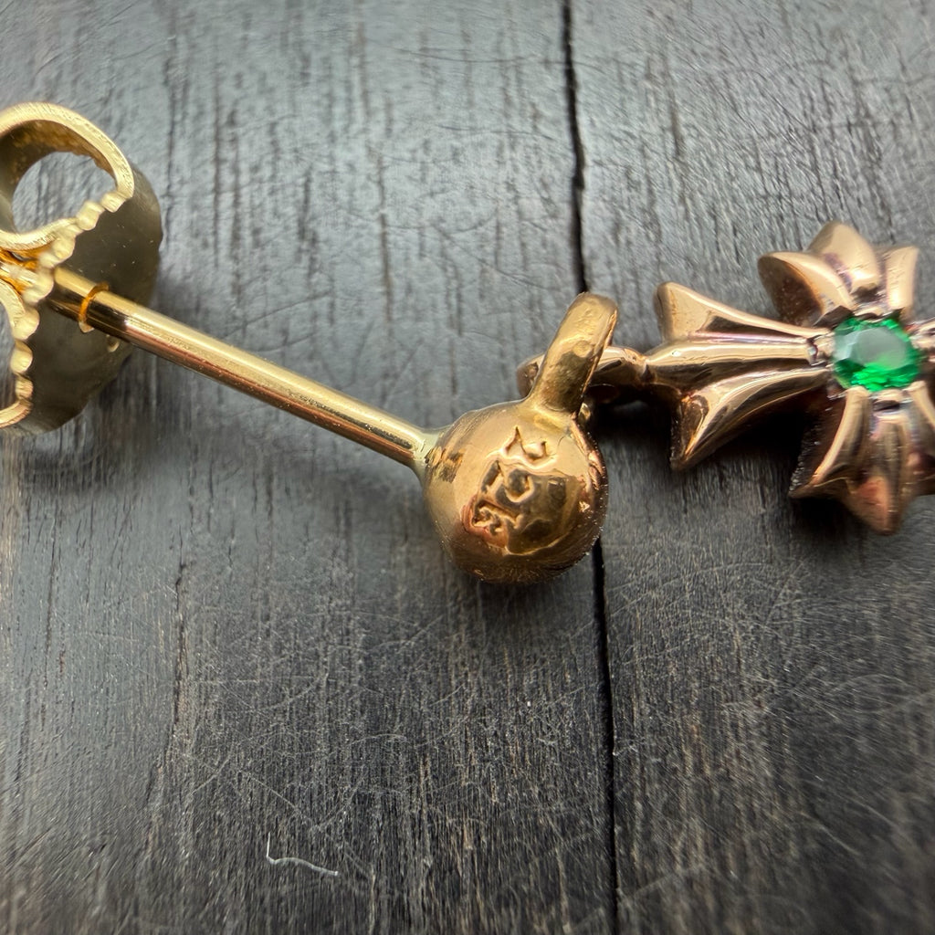 22K Gold Drop Stud Earring