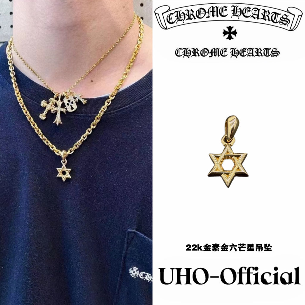 22K Gold Star of David Pendant