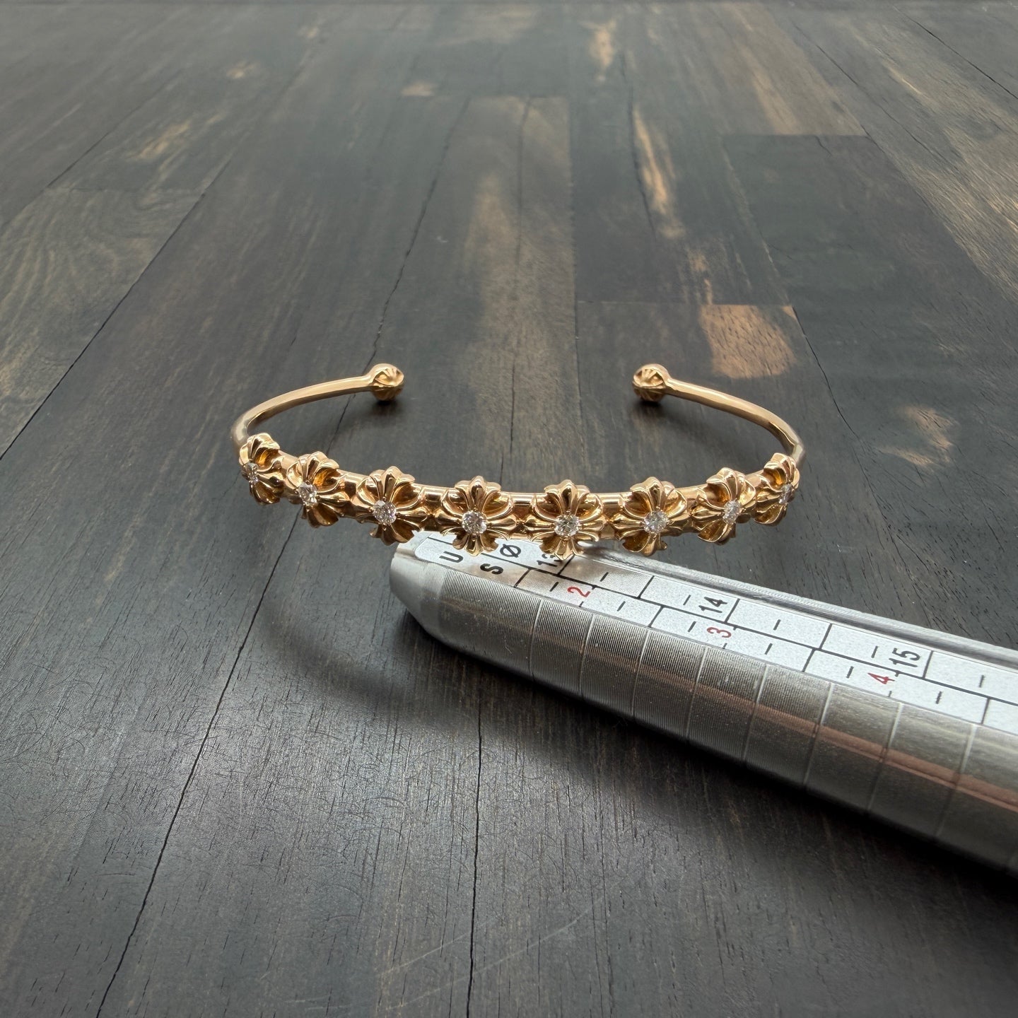 22K Gold Full Diamond Open Cuff Bangle