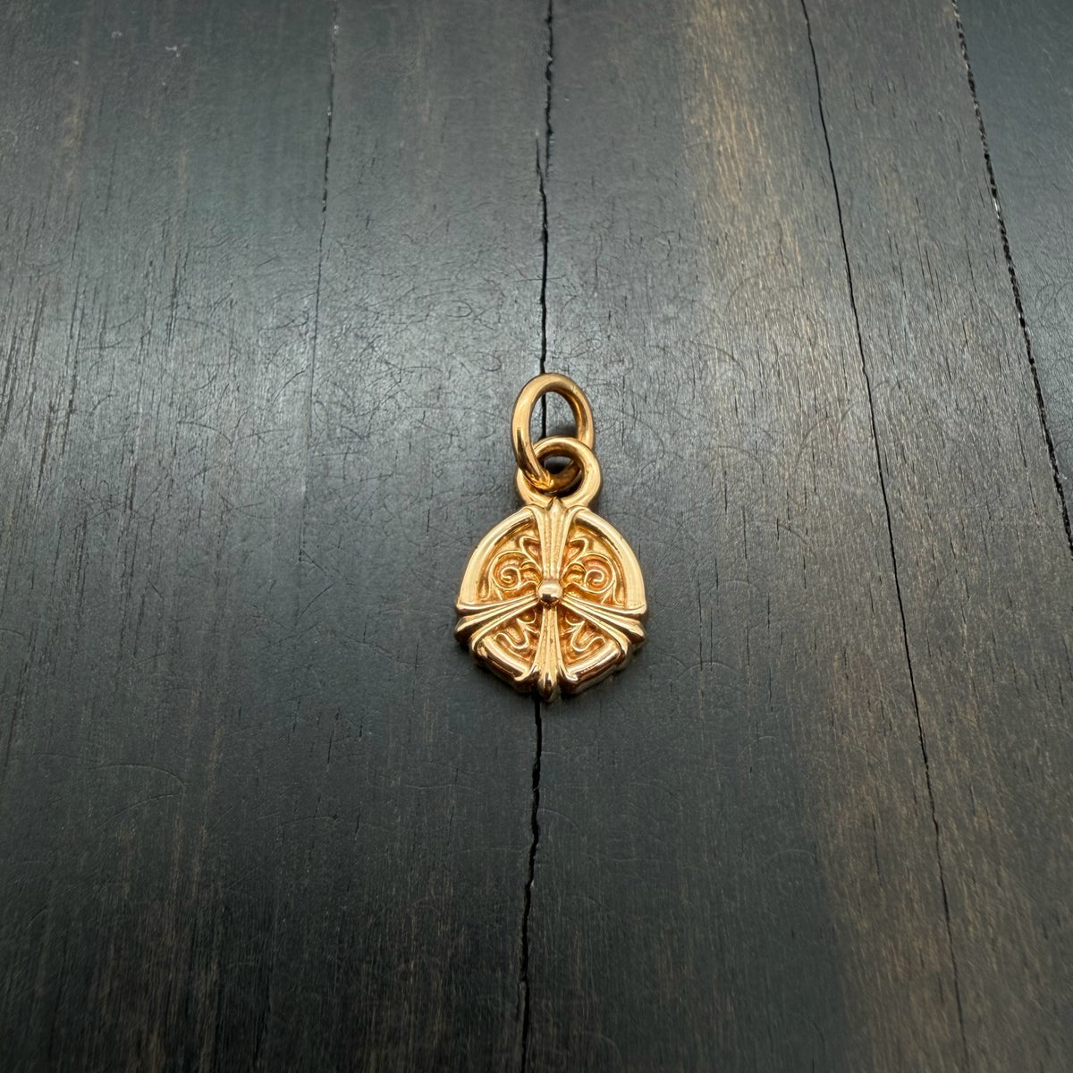 22K Gold Mini Peach Dog Tag Pendant