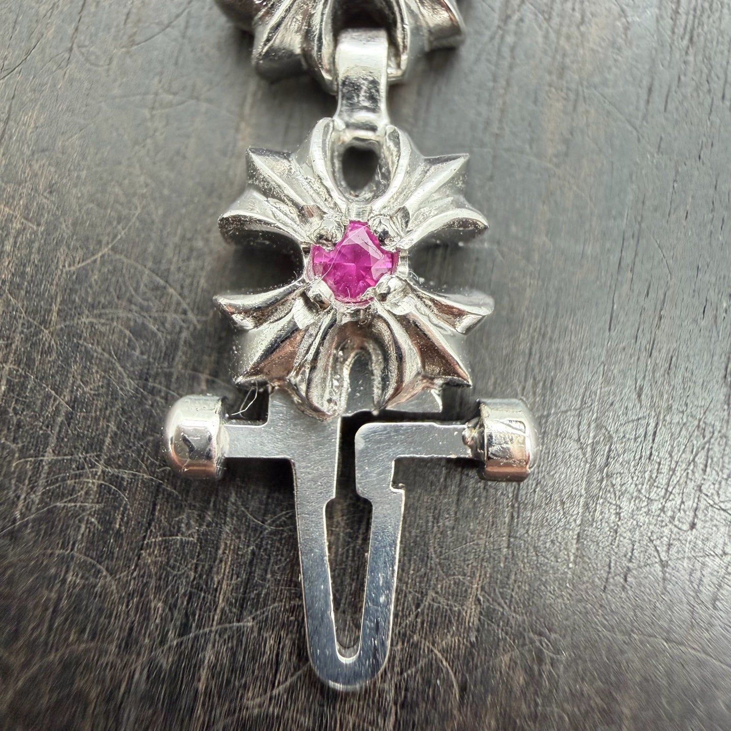 18K White Gold Pink Stone Bracelet