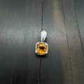 18K Whitel Gold Citrine Cushion Pendant