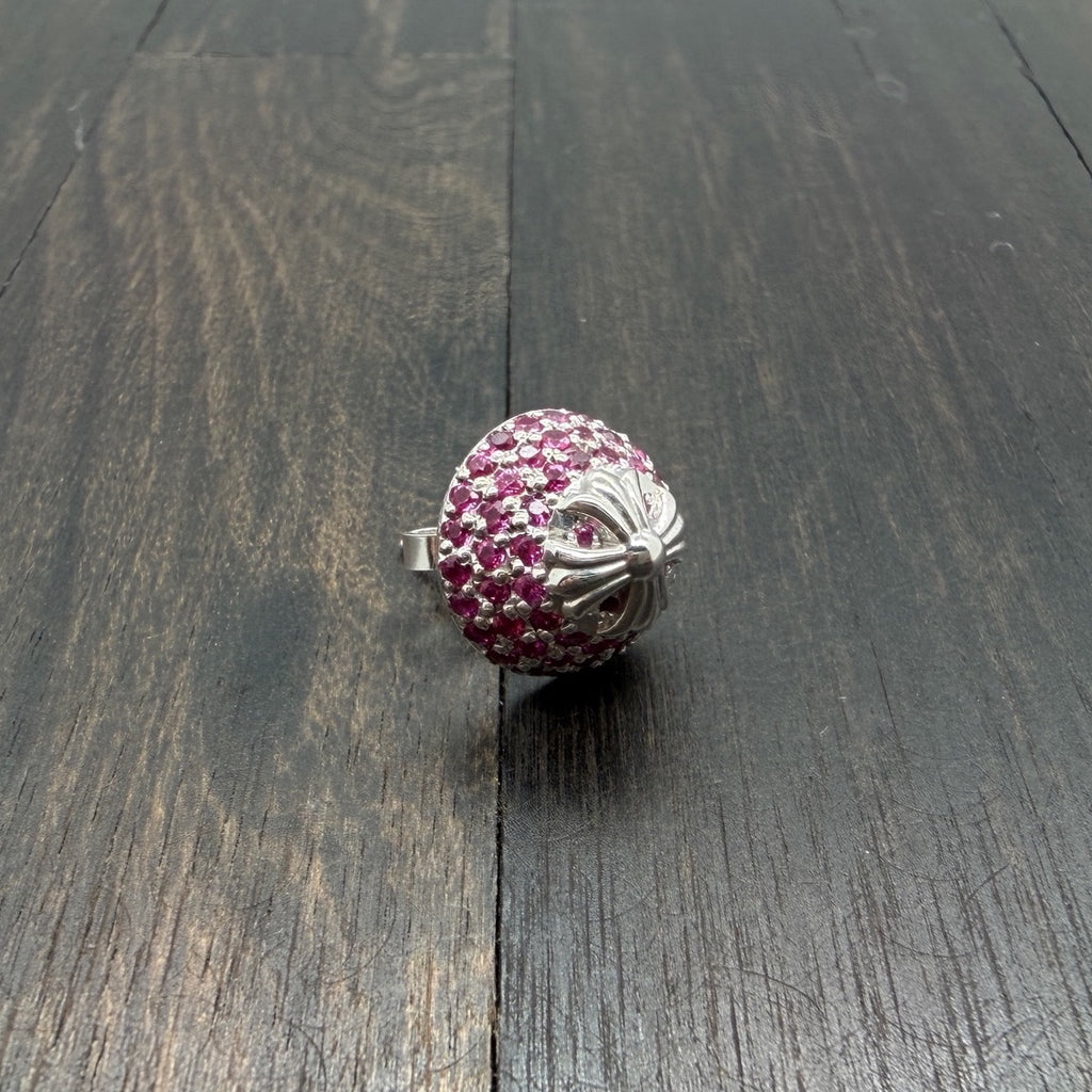 Pink-Pave Cross Button Earring
