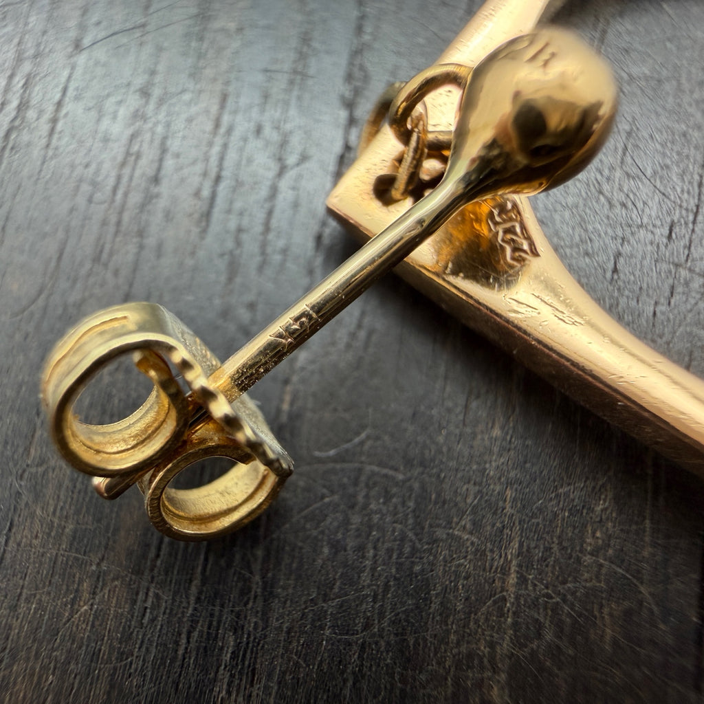 22K Gold Hollow Square Cross Earring