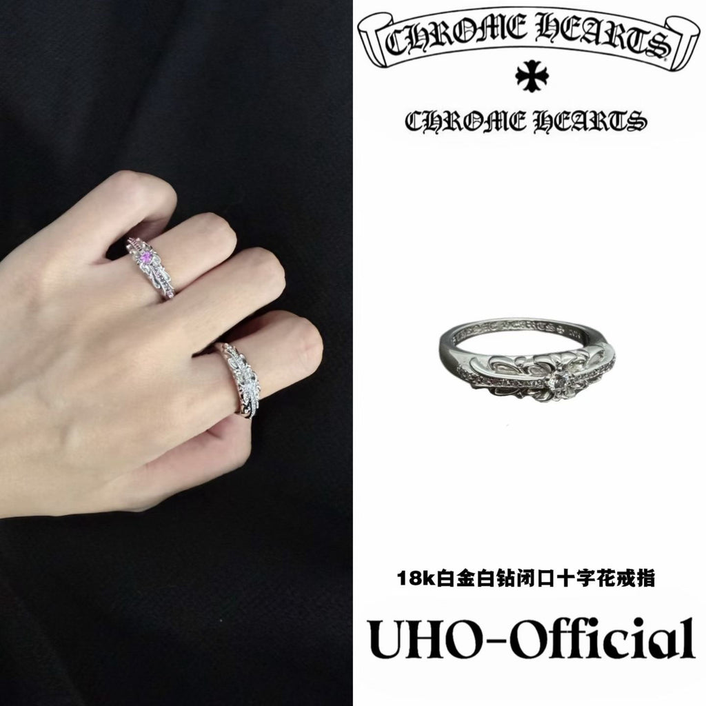 18K White Gold Closed Ring