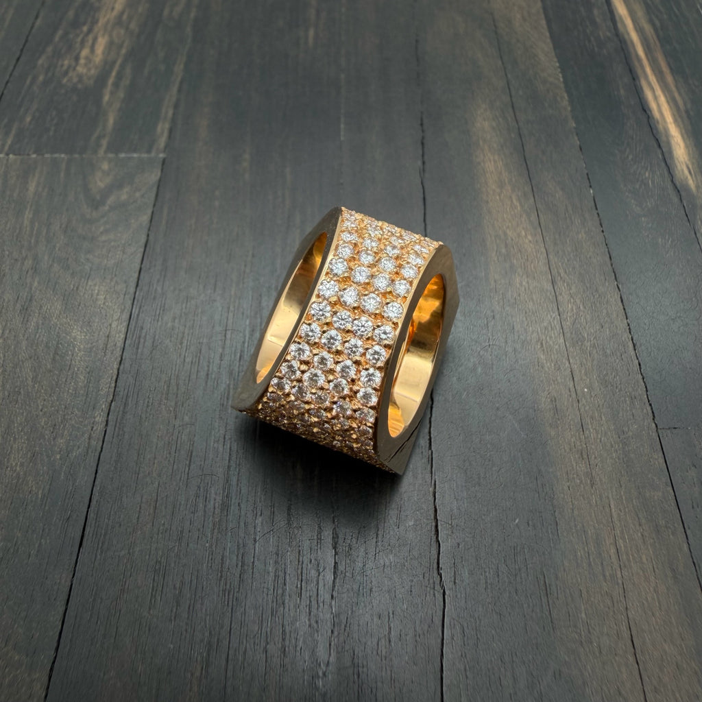22K Gold Full Diamond Hollow KH Ring