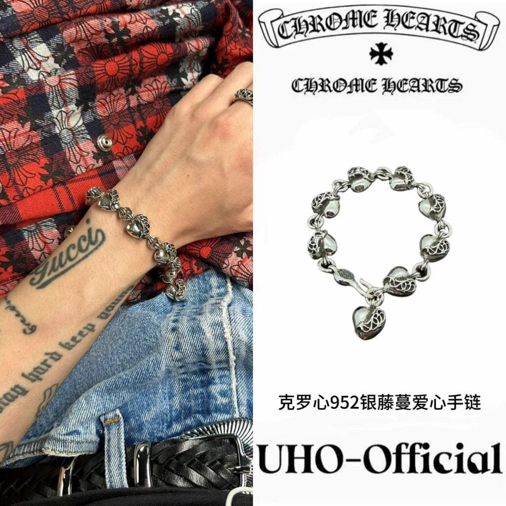 925 Silver Vine Heart Bracelet