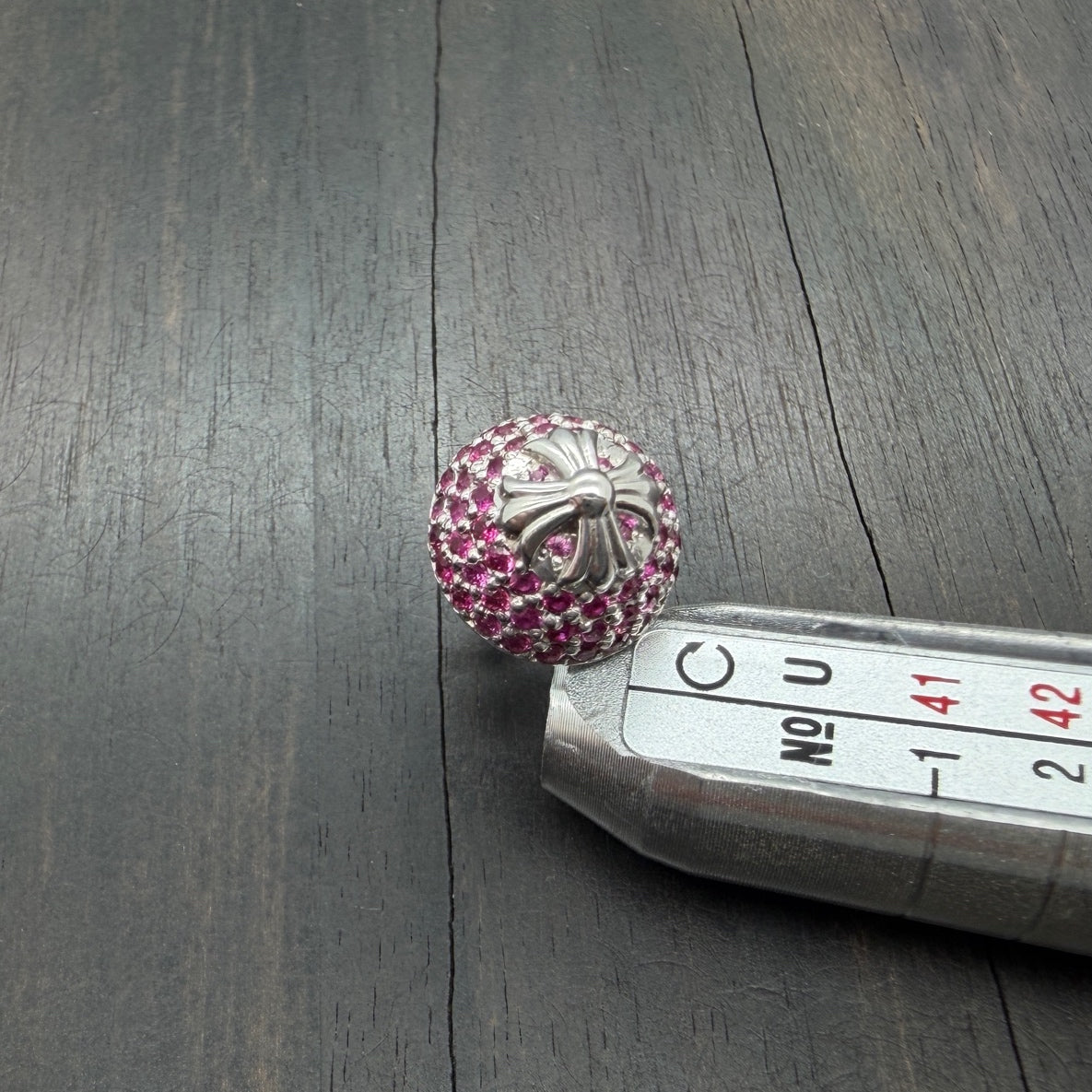 Pink-Pave Cross Button Earring
