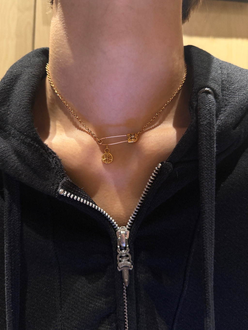 22K Gold Mini Peach Dog Tag Pendant