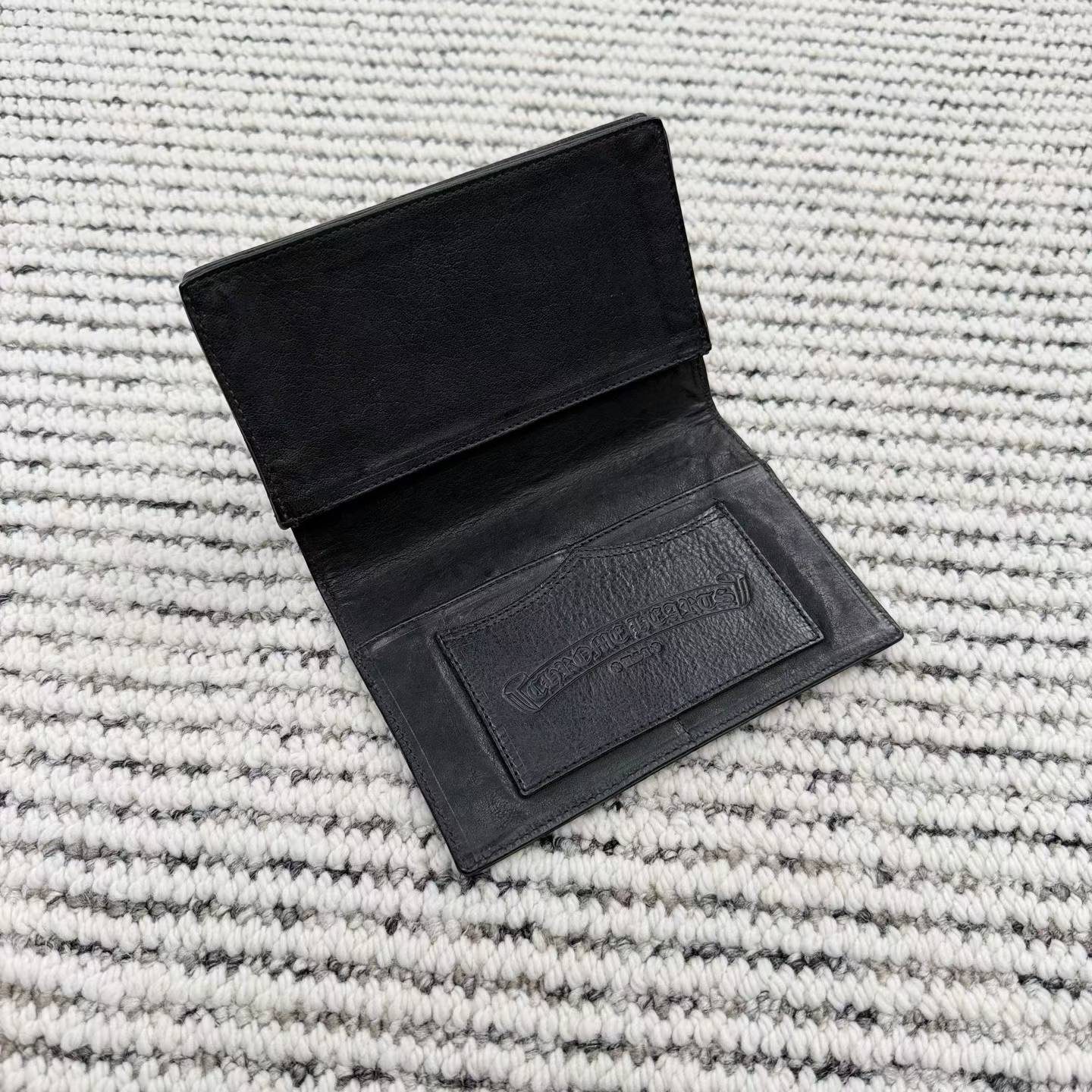 Black Triple Leather Cross Patch Passport/Card Holder