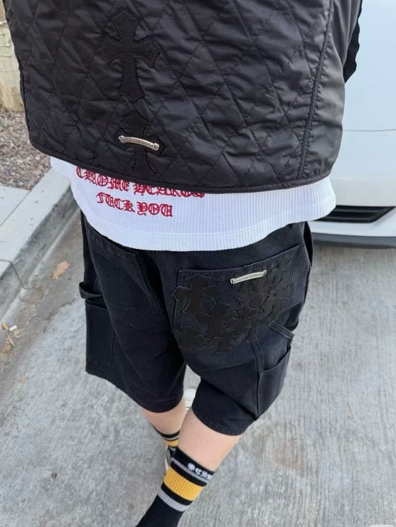 Leather Patch Cargo Shorts