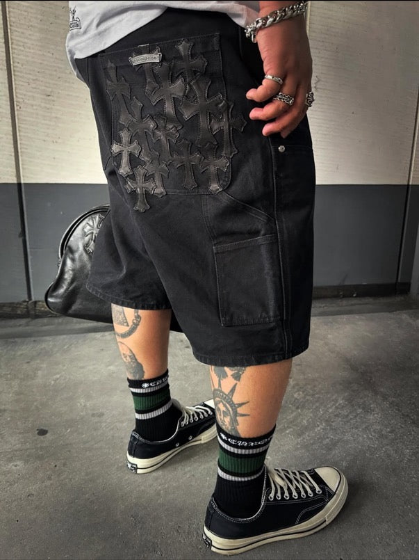 Leather Patch Cargo Shorts
