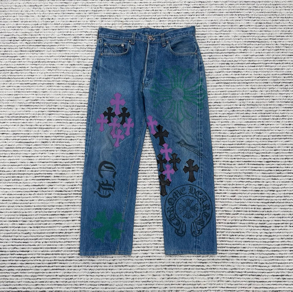 Blue-Purple Graffiti Jeans