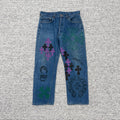 Blue-Purple Graffiti Jeans
