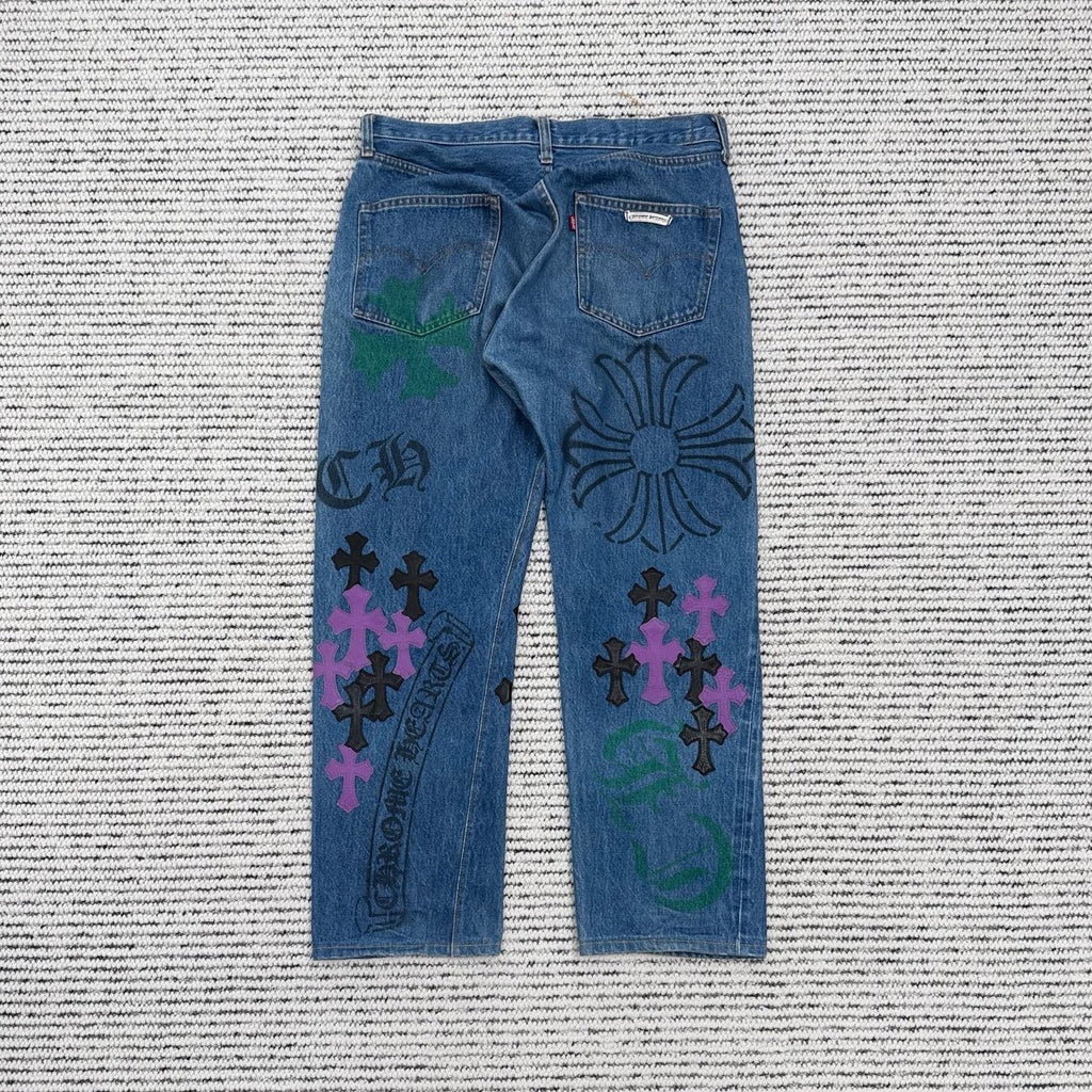 Blue-Purple Graffiti Jeans