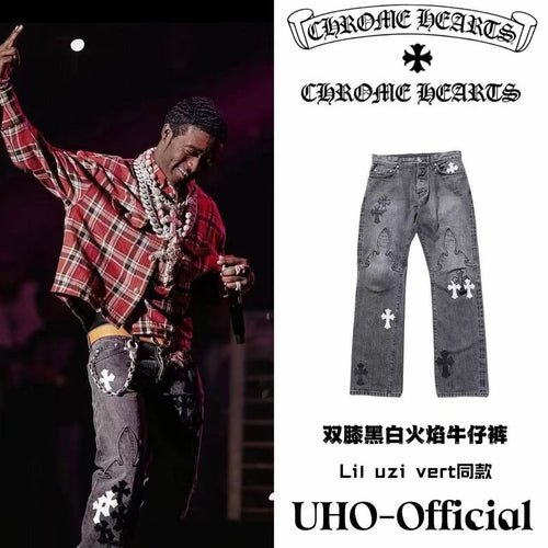 Black & White Flame Jeans