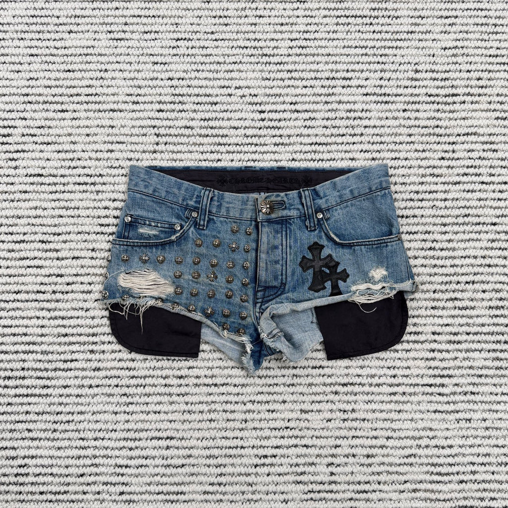 Leather Patch Hot Shorts