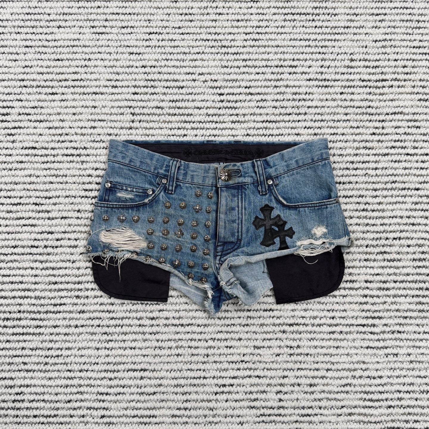 Leather Patch Hot Shorts