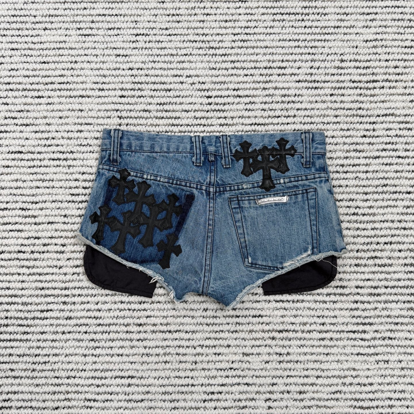 Leather Patch Hot Shorts