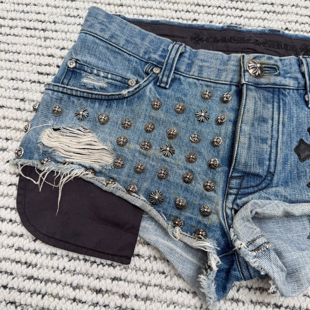 Leather Patch Hot Shorts