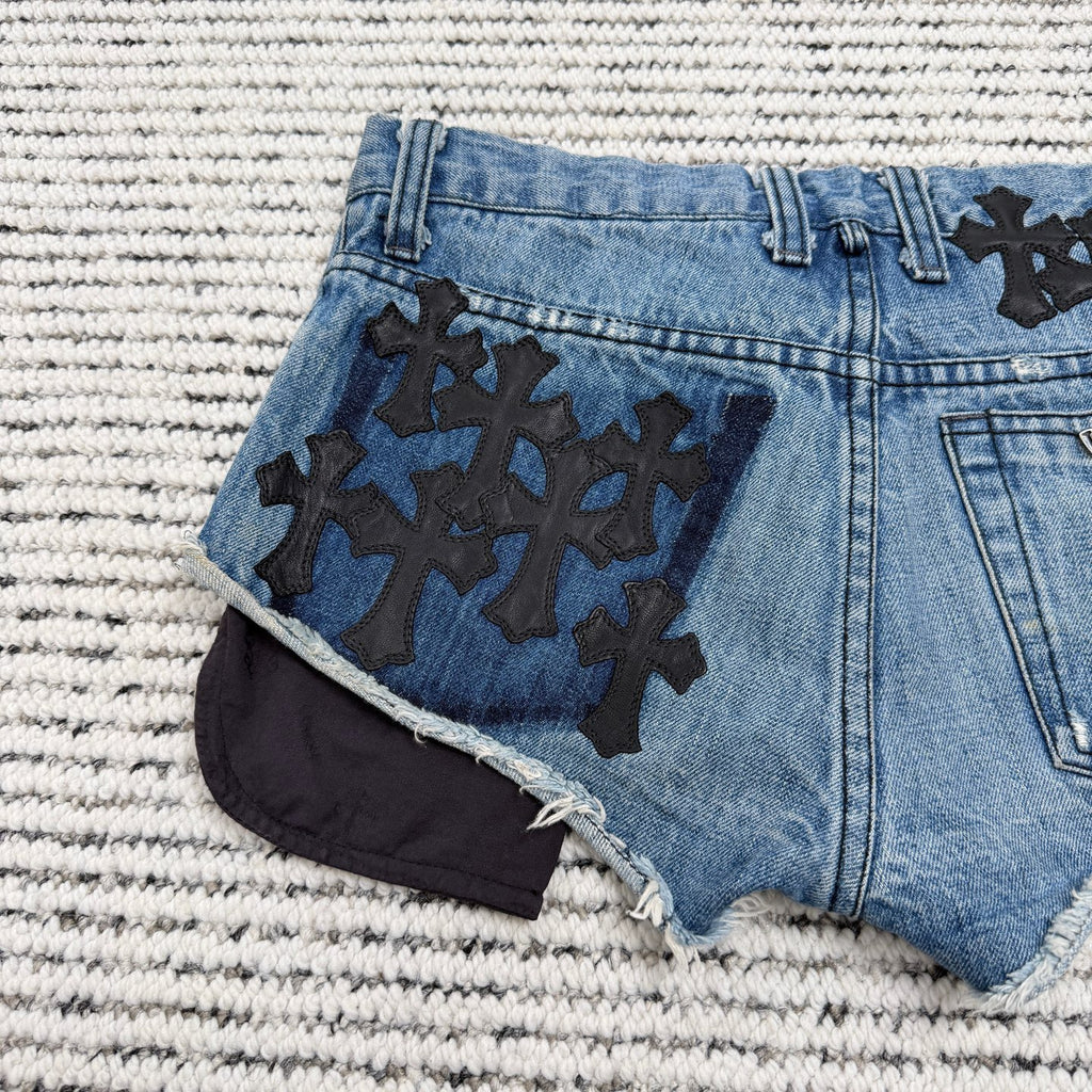 Leather Patch Hot Shorts