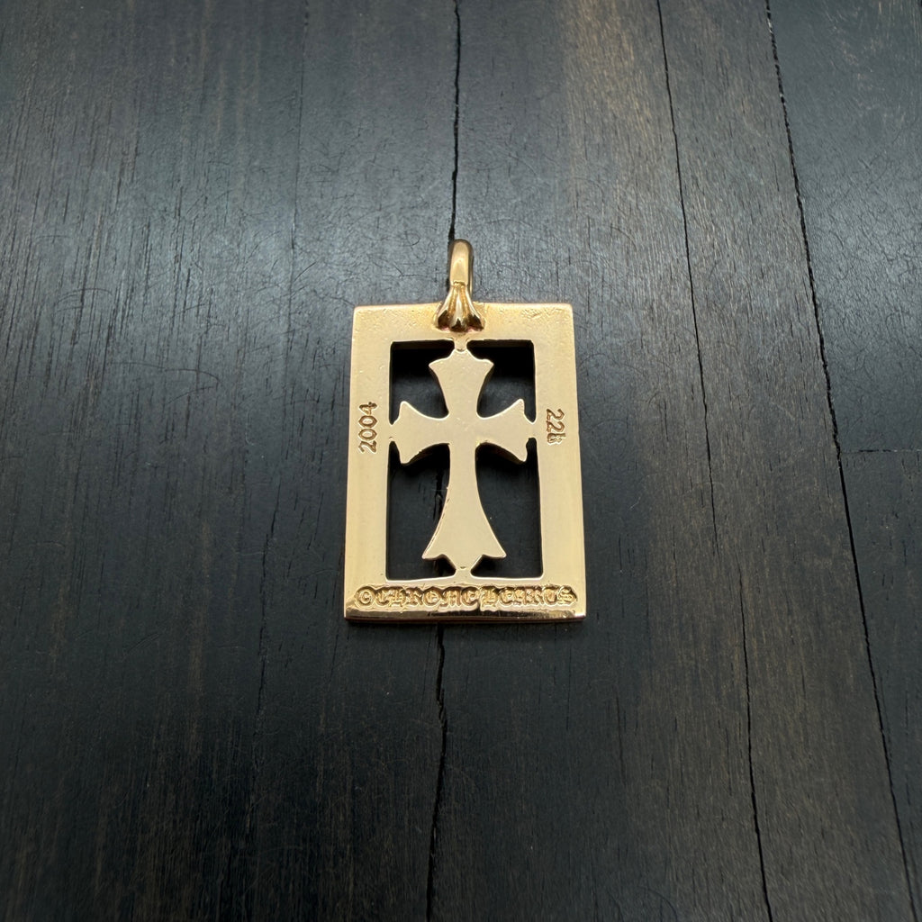 22K Gold Diamond Set Dog Tag Pendant