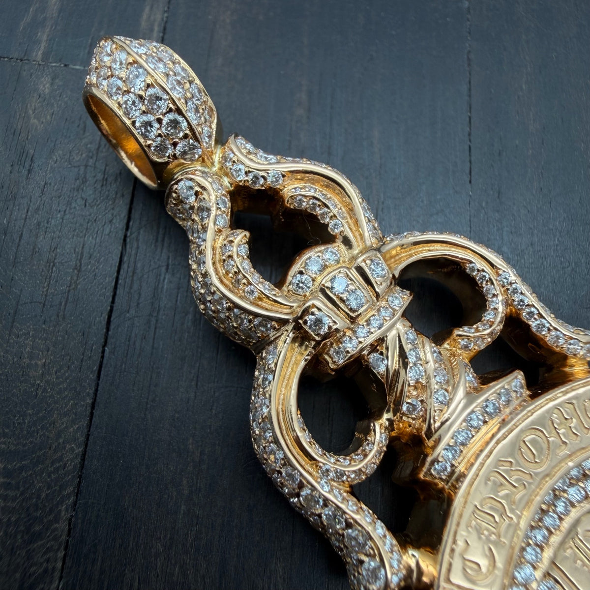 22K Gold Full Diamond Extra Large Dagger Pendant