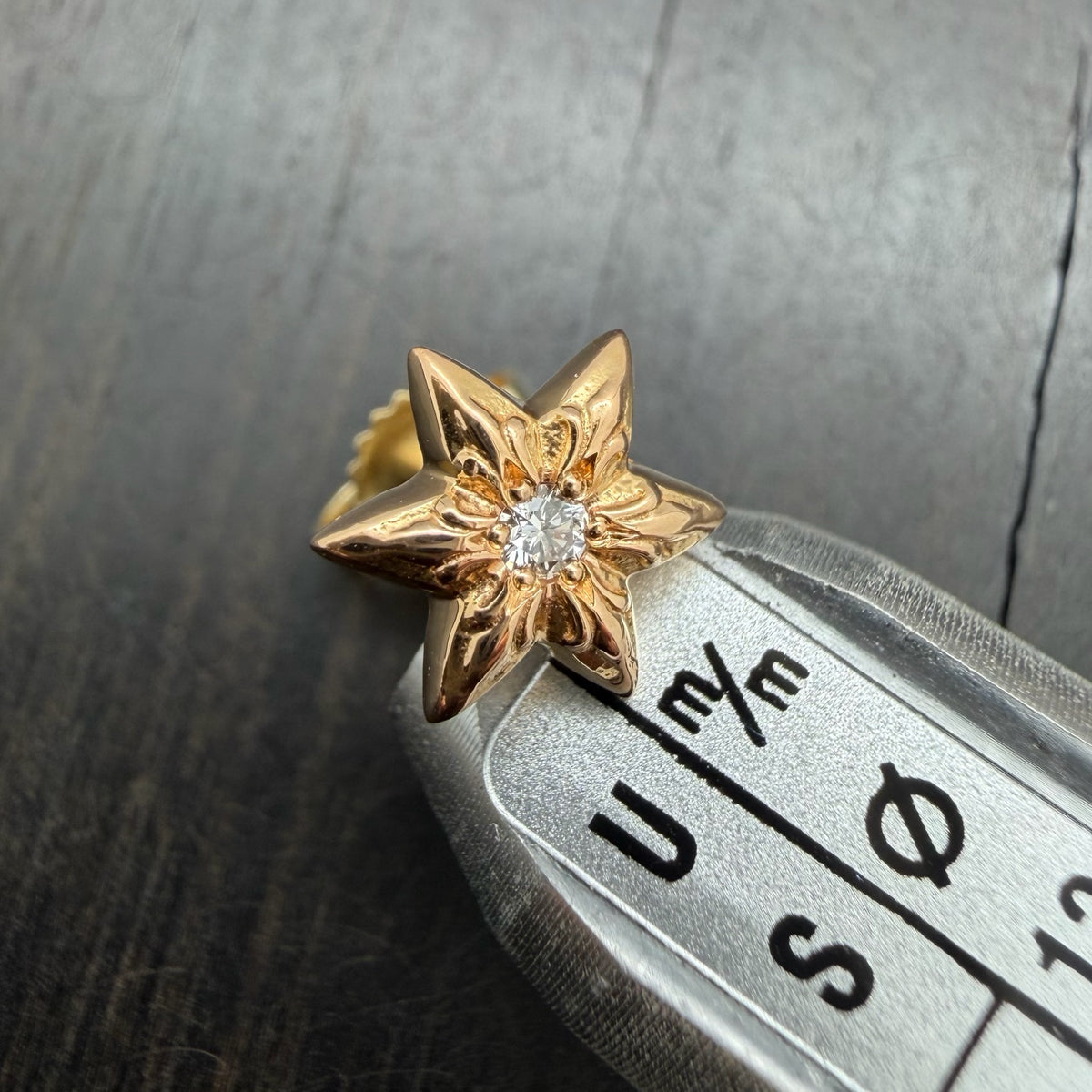 22k Gold Six Pointed Star Stud Earring