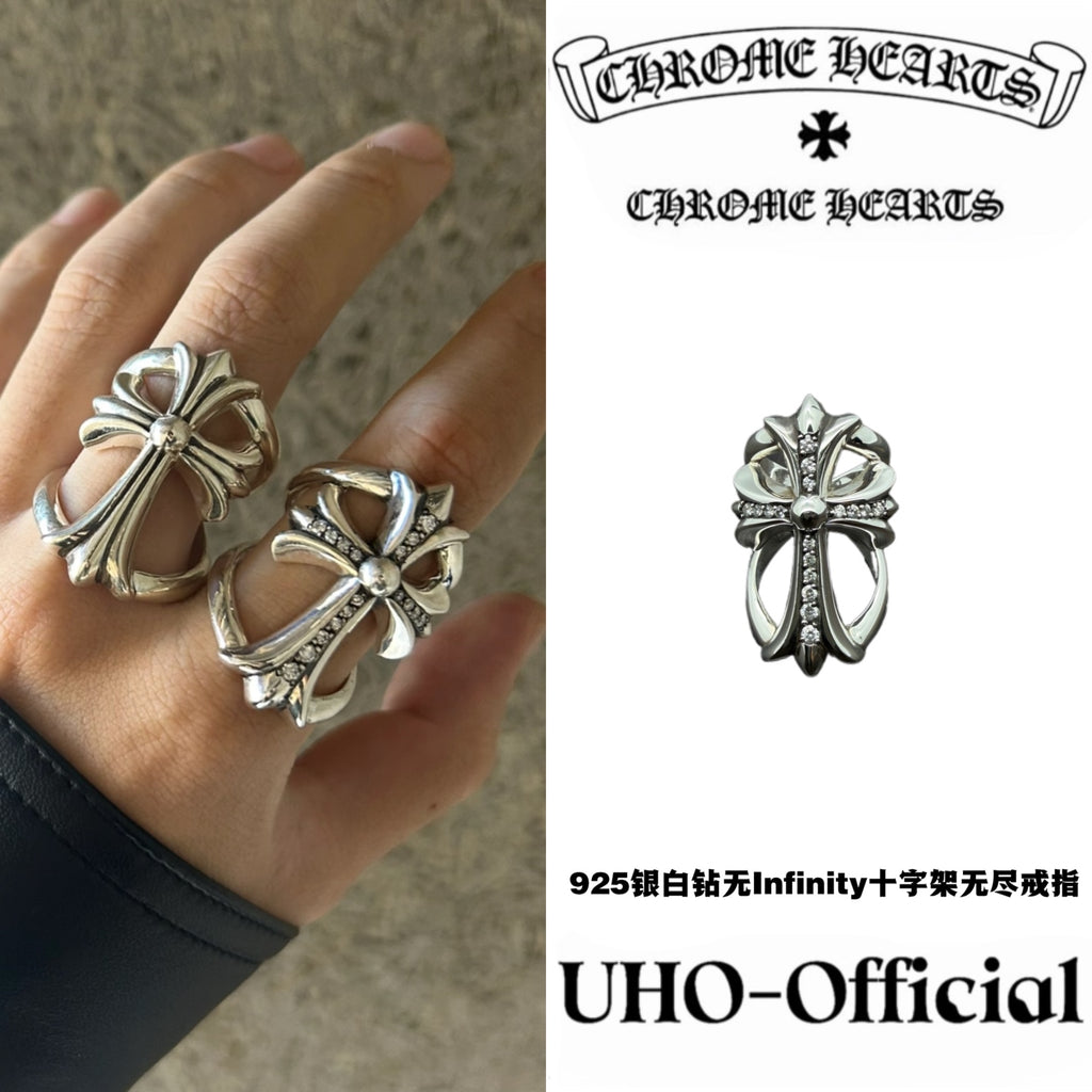 Silver Infinity Ring with White Stones