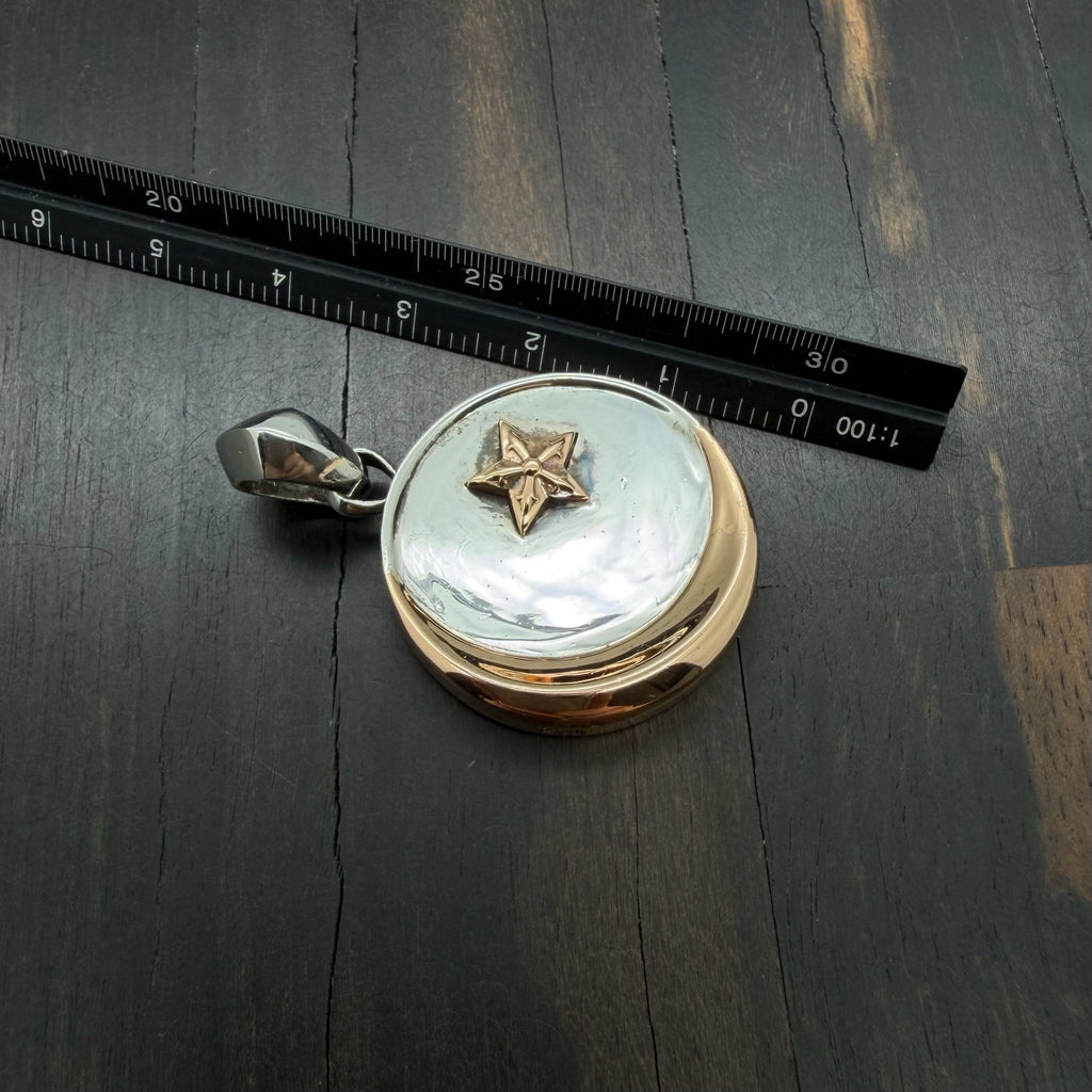 22K Gold & 925 Silver Star-Moon DIsc Pendant