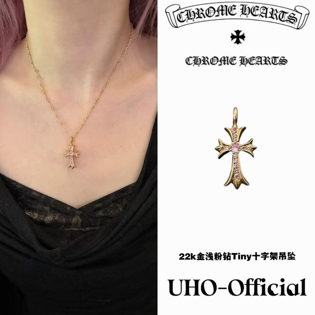 22K Gold Light Pink Diamond Pendant
