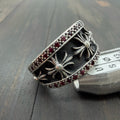 Silver V-Shape Ring with Red Stones
