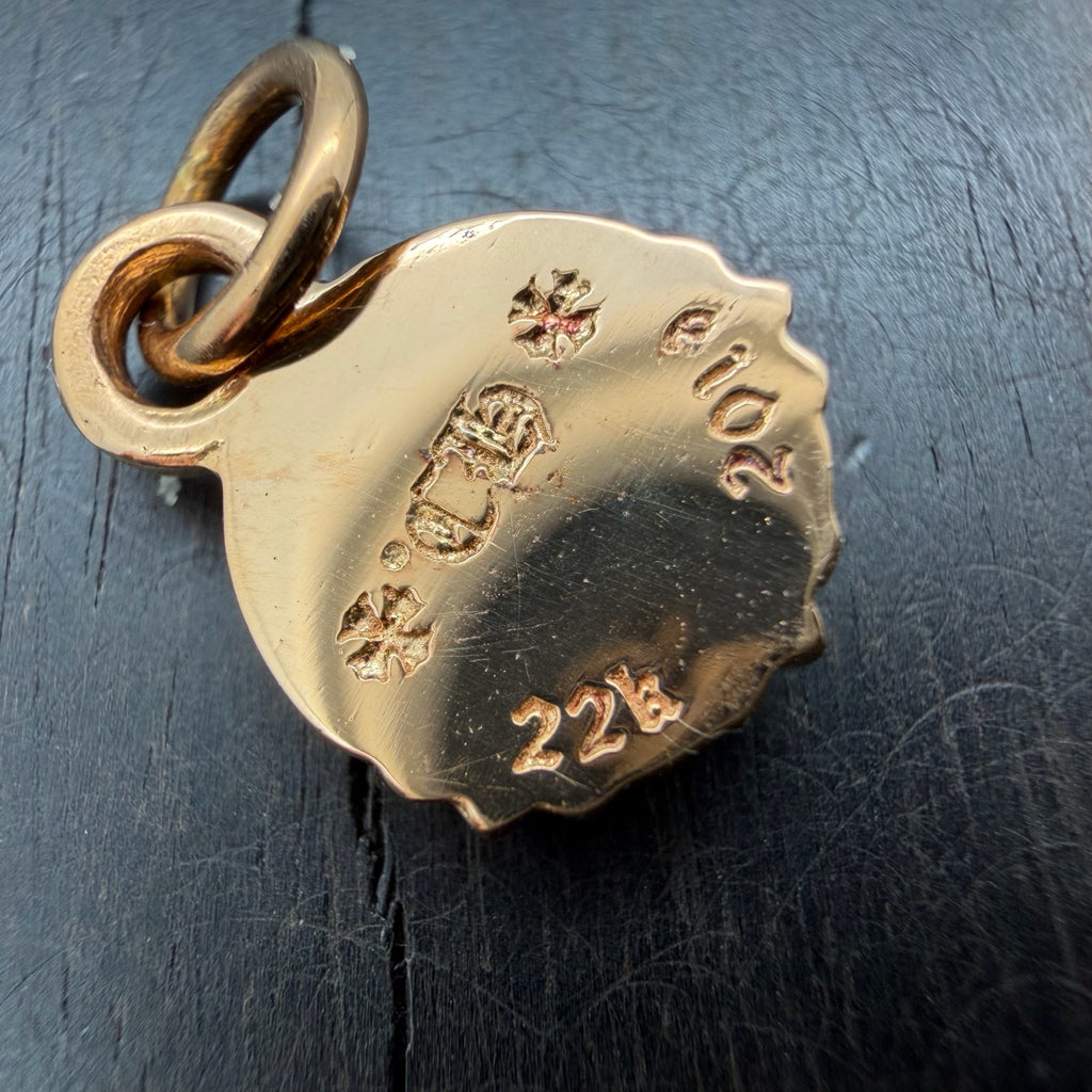 22K Gold Mini Peach Dog Tag Pendant