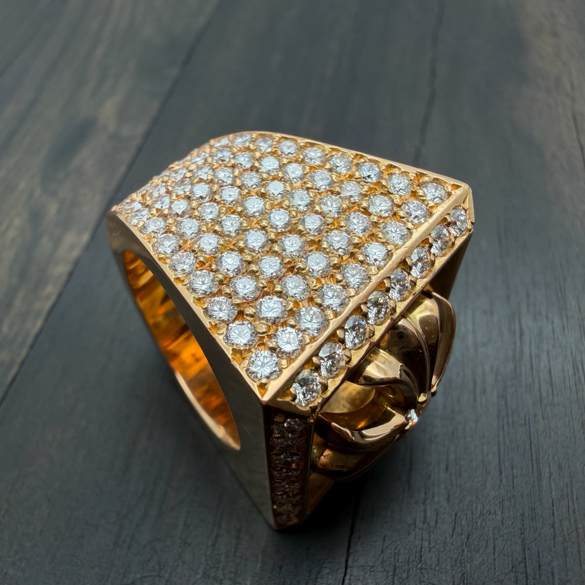 22K Gold Full Diamond Hollow KH Ring
