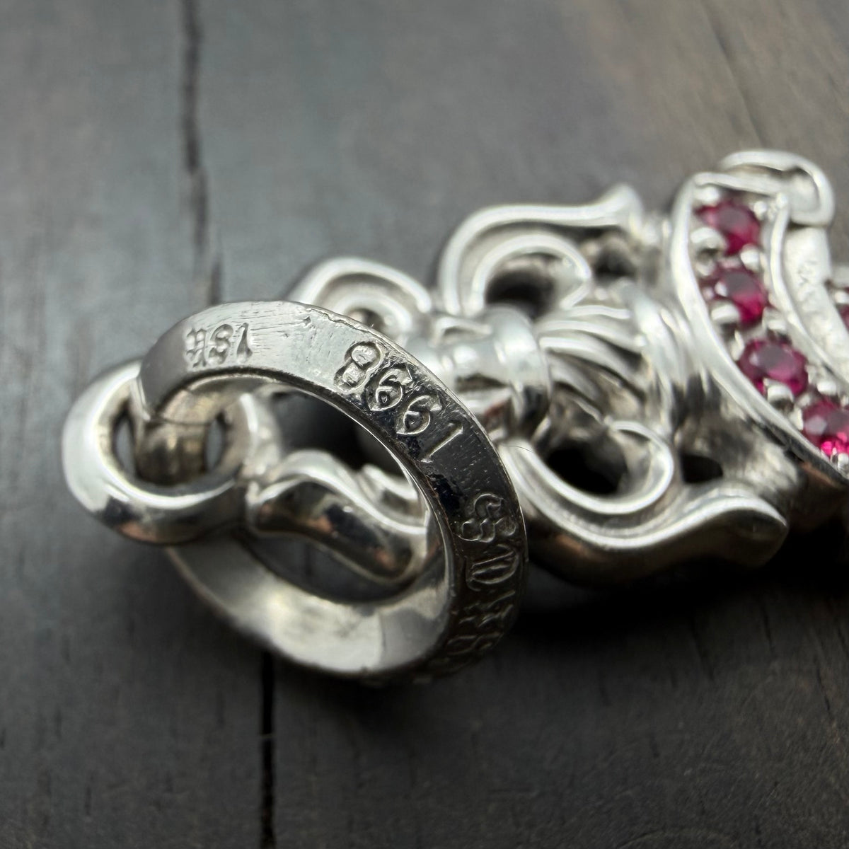 18K White Gold Pink Diamond Dagger Pendant