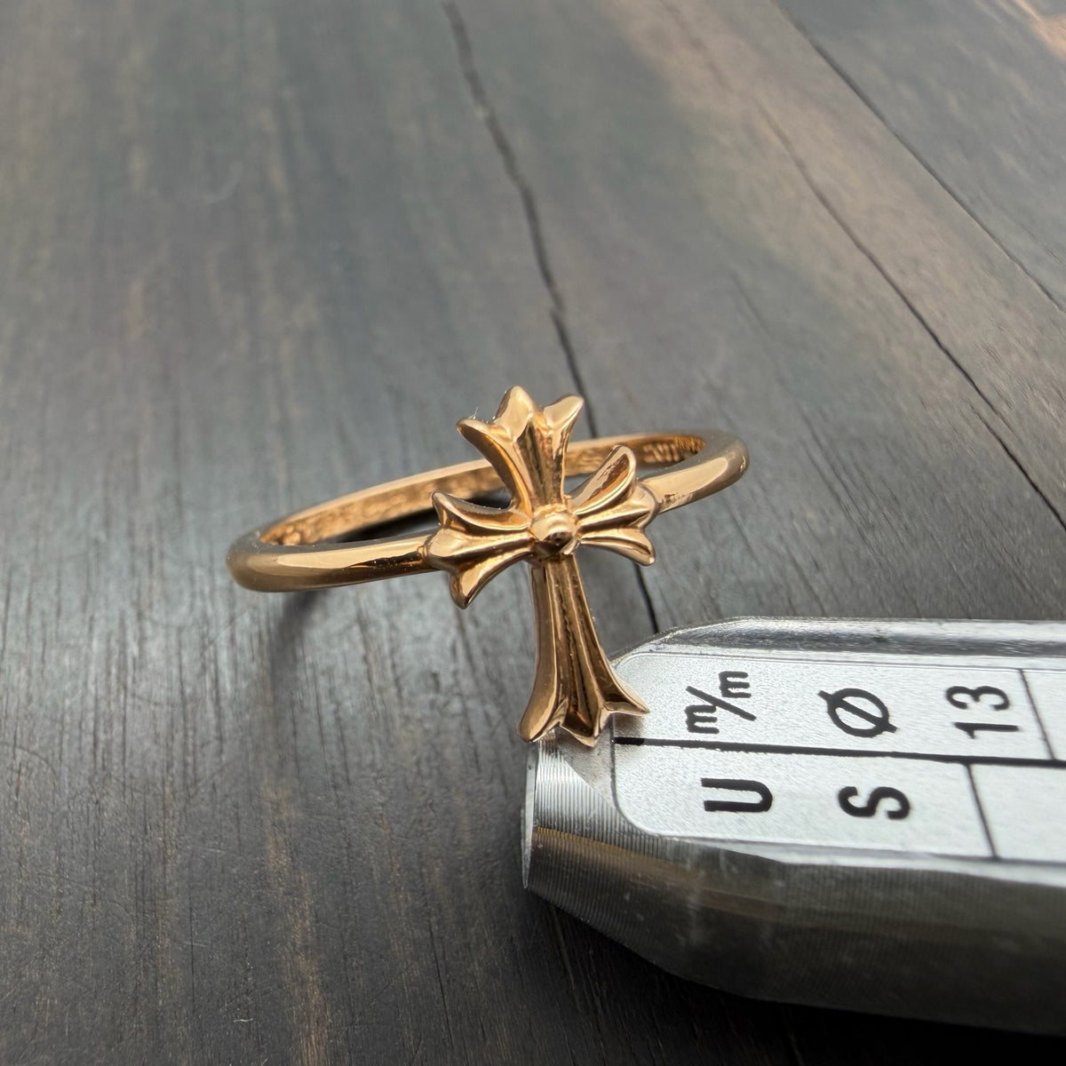 22K Gold Long Cross Ring