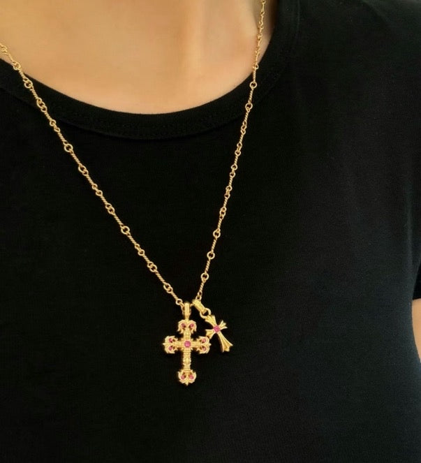 22K Gold Pink Diamond Pendant