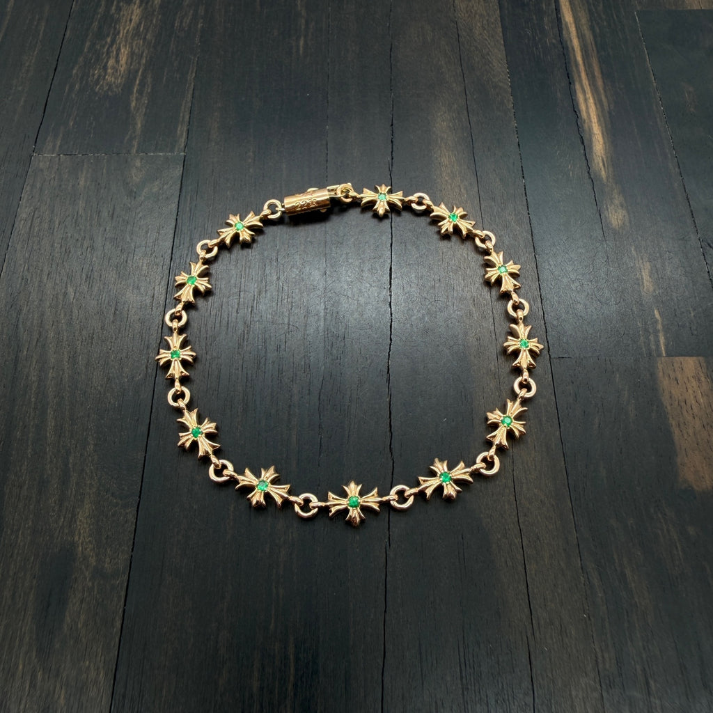 22K Gold Green Diamond Bracelet