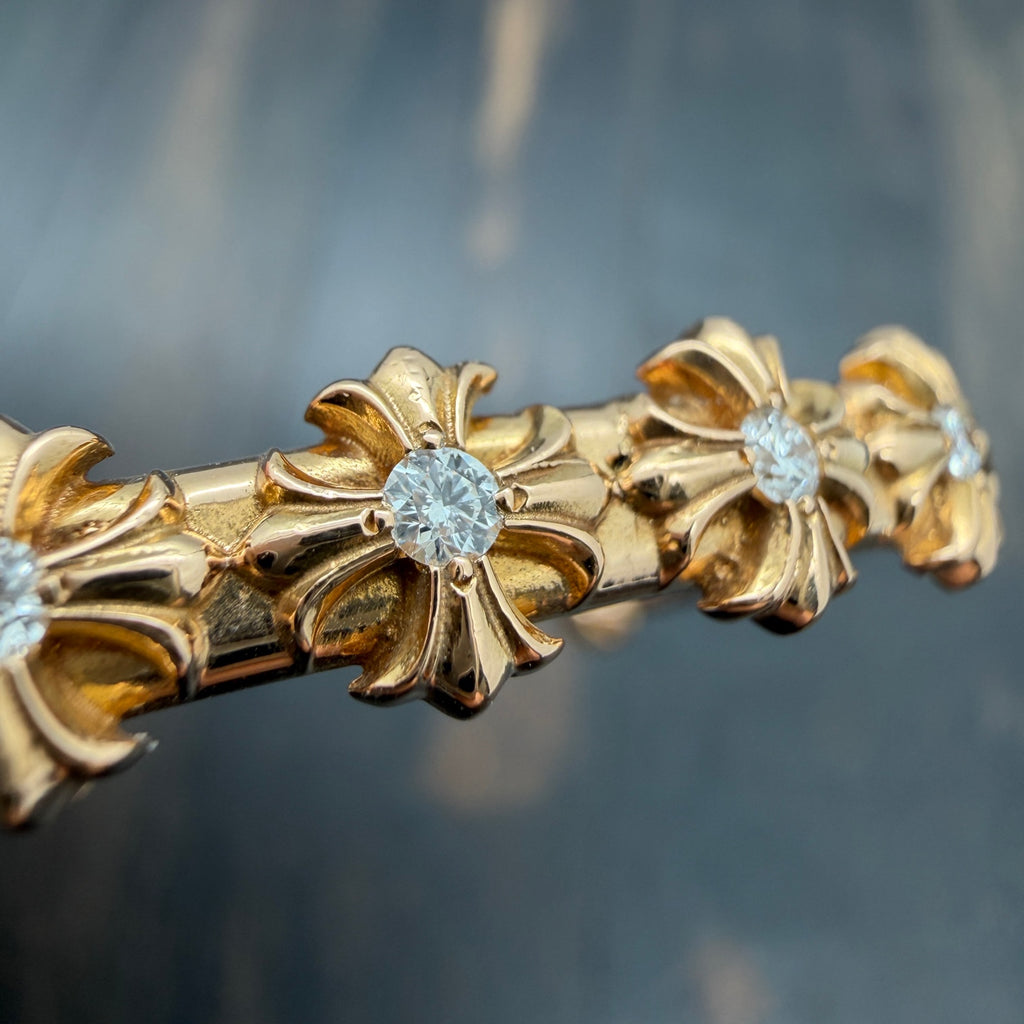22K Gold Full Diamond Open Cuff Bangle