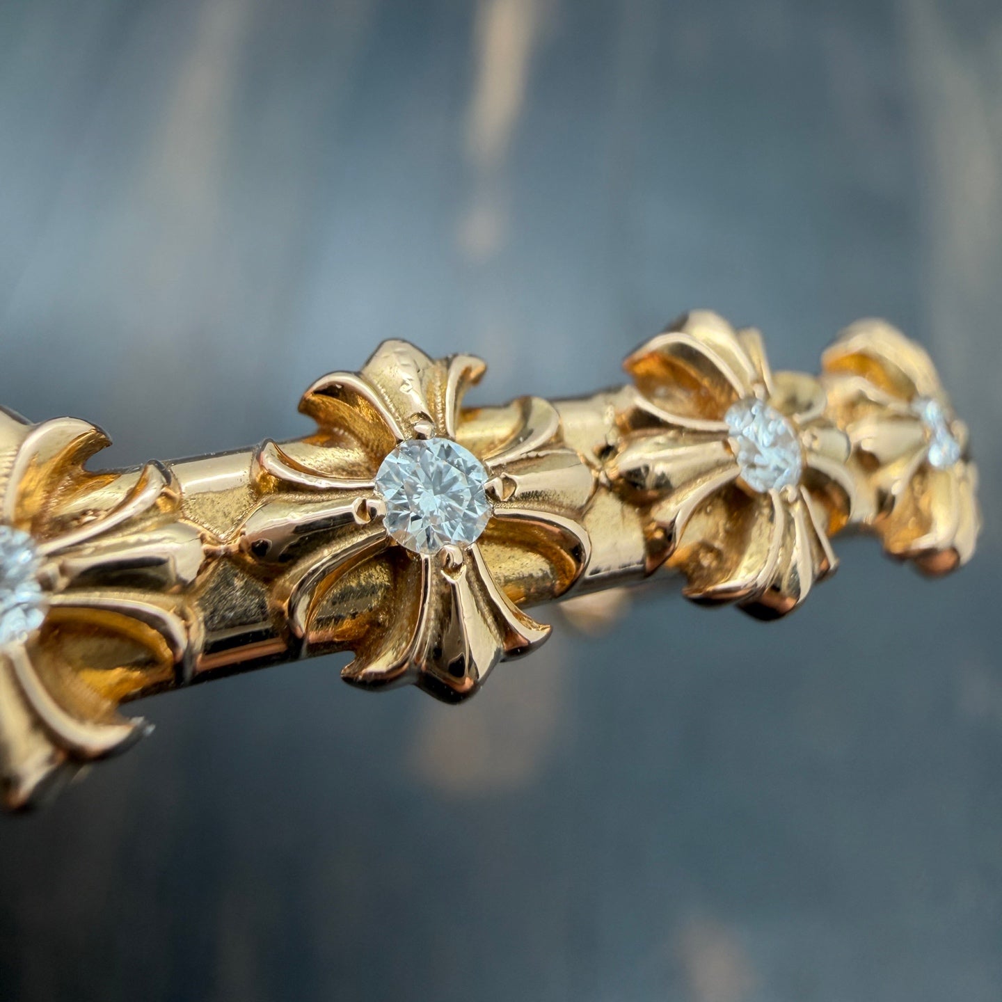 22K Gold Full Diamond Open Cuff Bangle