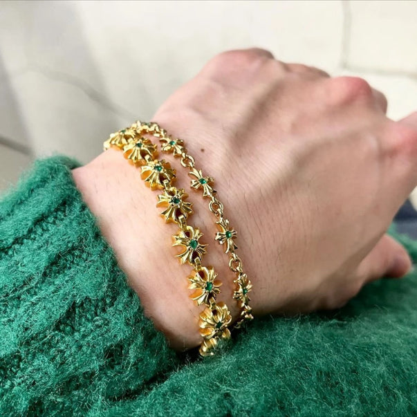 22K Gold Green Diamond Bracelet