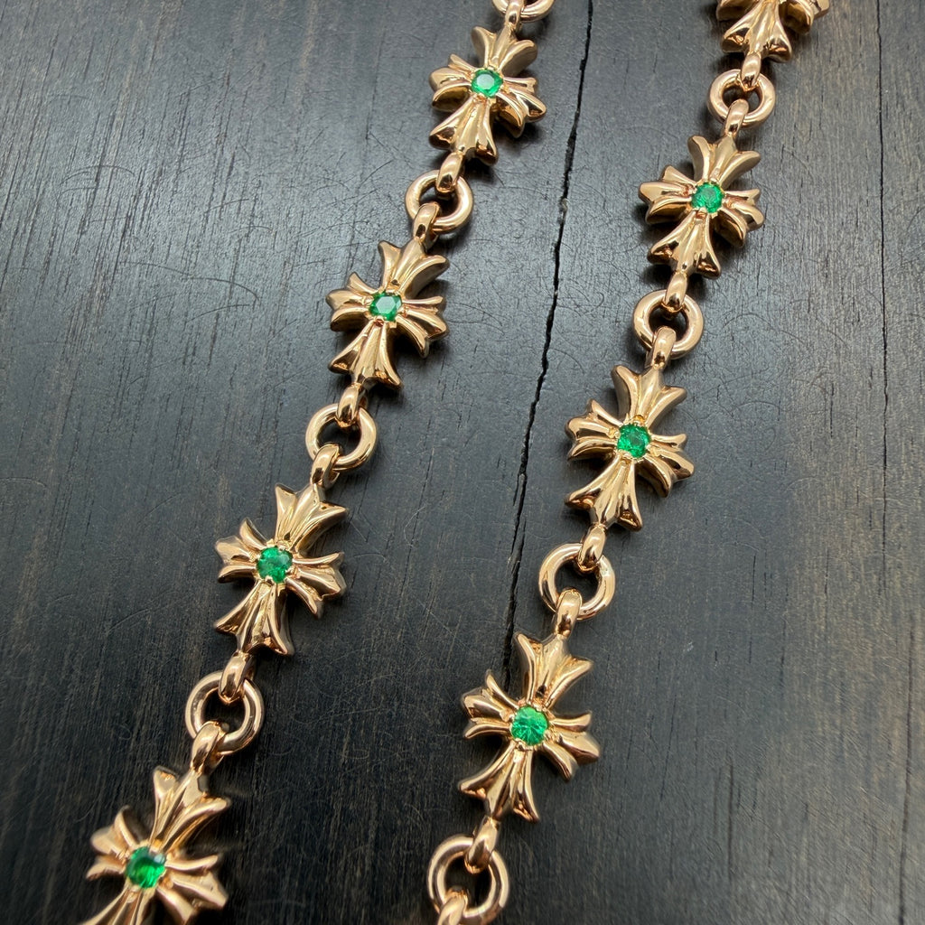22K Gold Green Diamond Bracelet