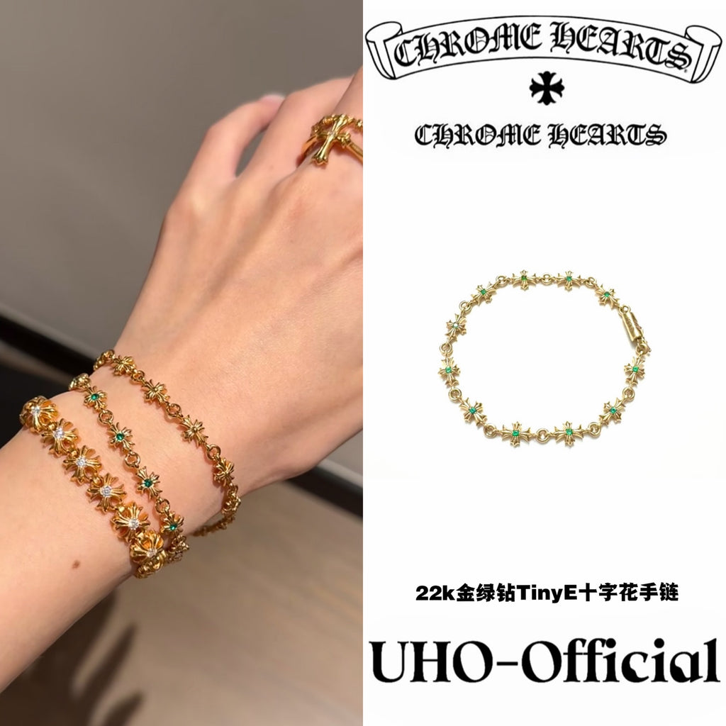 22K Gold Green Diamond Bracelet