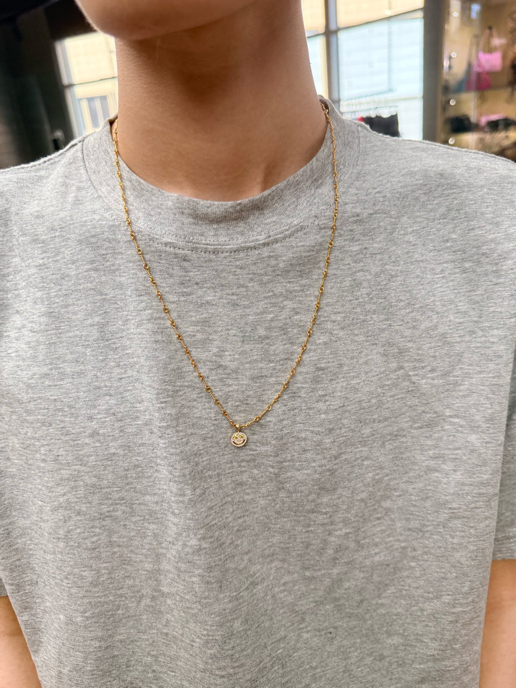 18k Gold Smiley Pendant