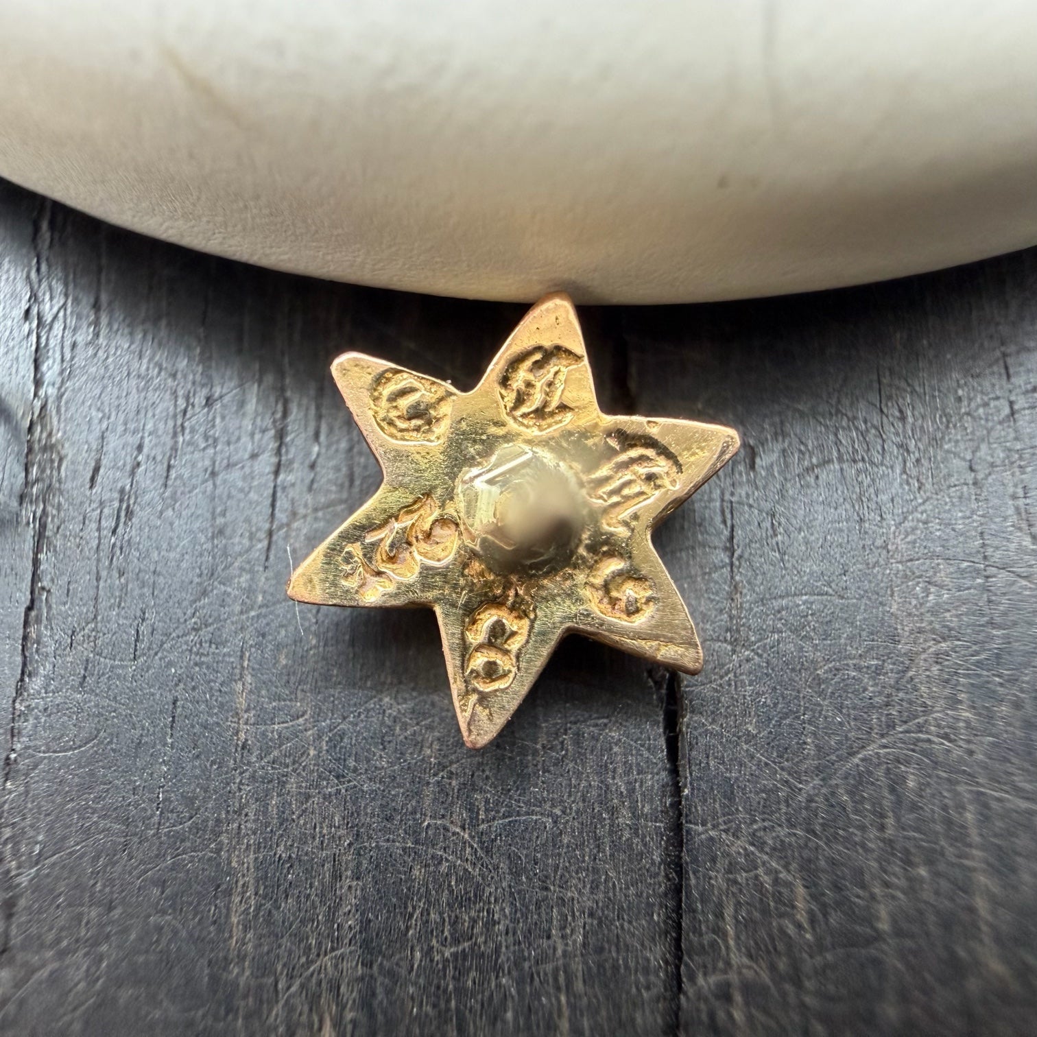 22K Gold Six-Pointed Star Stud Earring