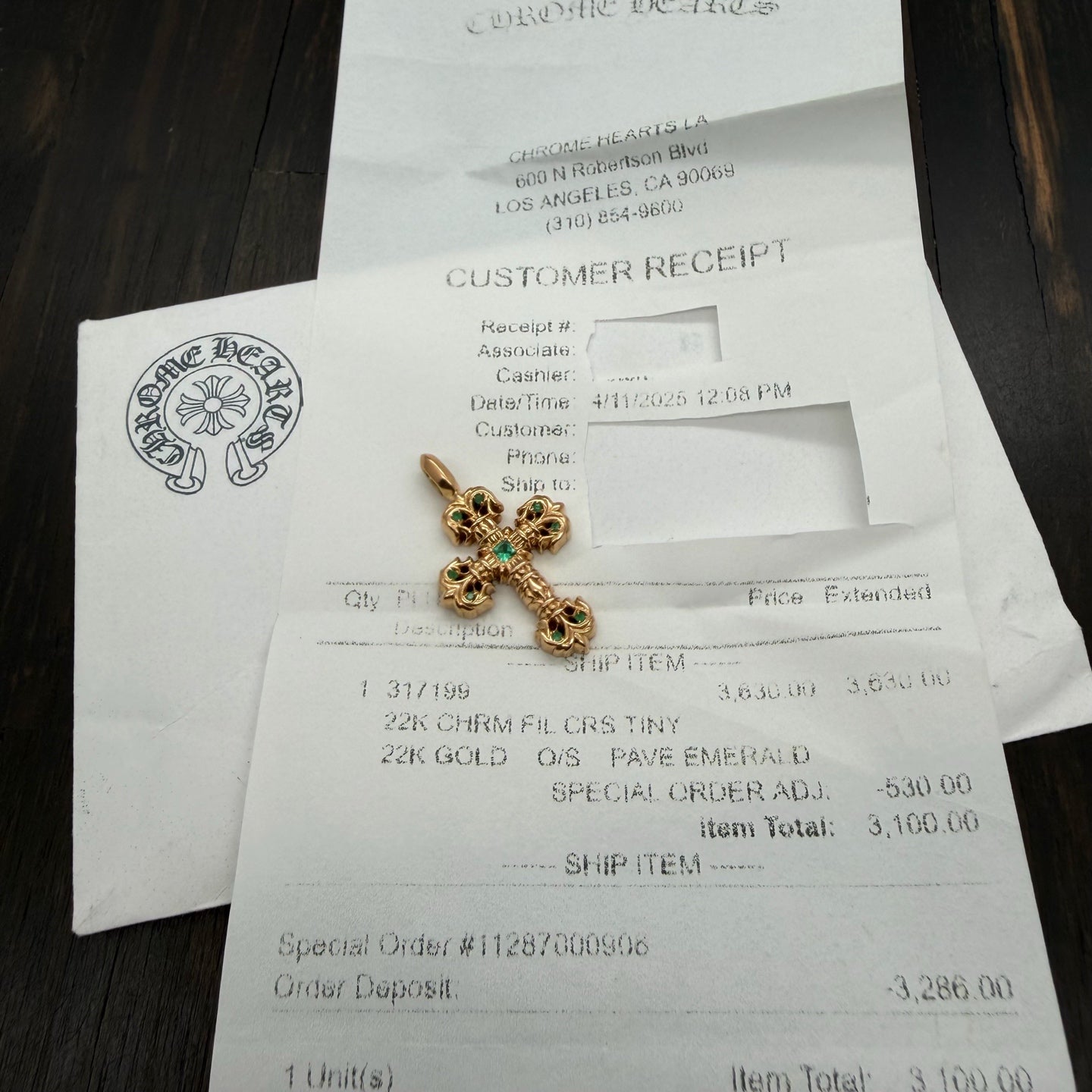 22K Gold Green Diamond Pendant