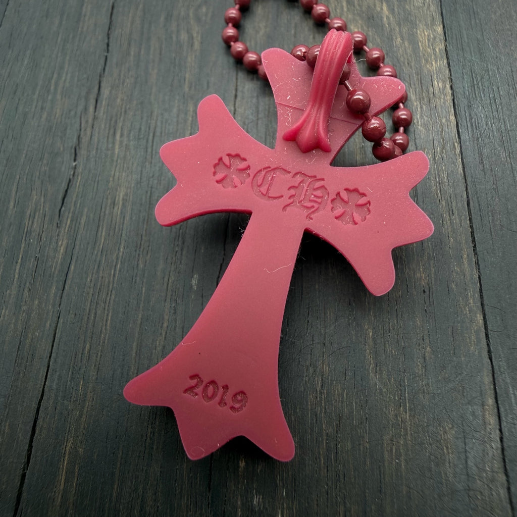 Burgundy Resin Cross Pendant Necklace